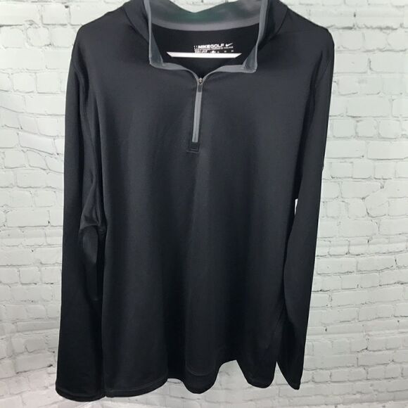 Nike Golf 1/4 Zip Long Sleeve Size XL Black Gray Dri-Fit - Picture 2 of 6